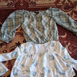 Plaid and Floral Kids Tops Set